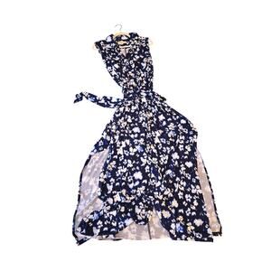 Michael Kors  Floral Belted Collared Sleeveless Maxi Dress 2X